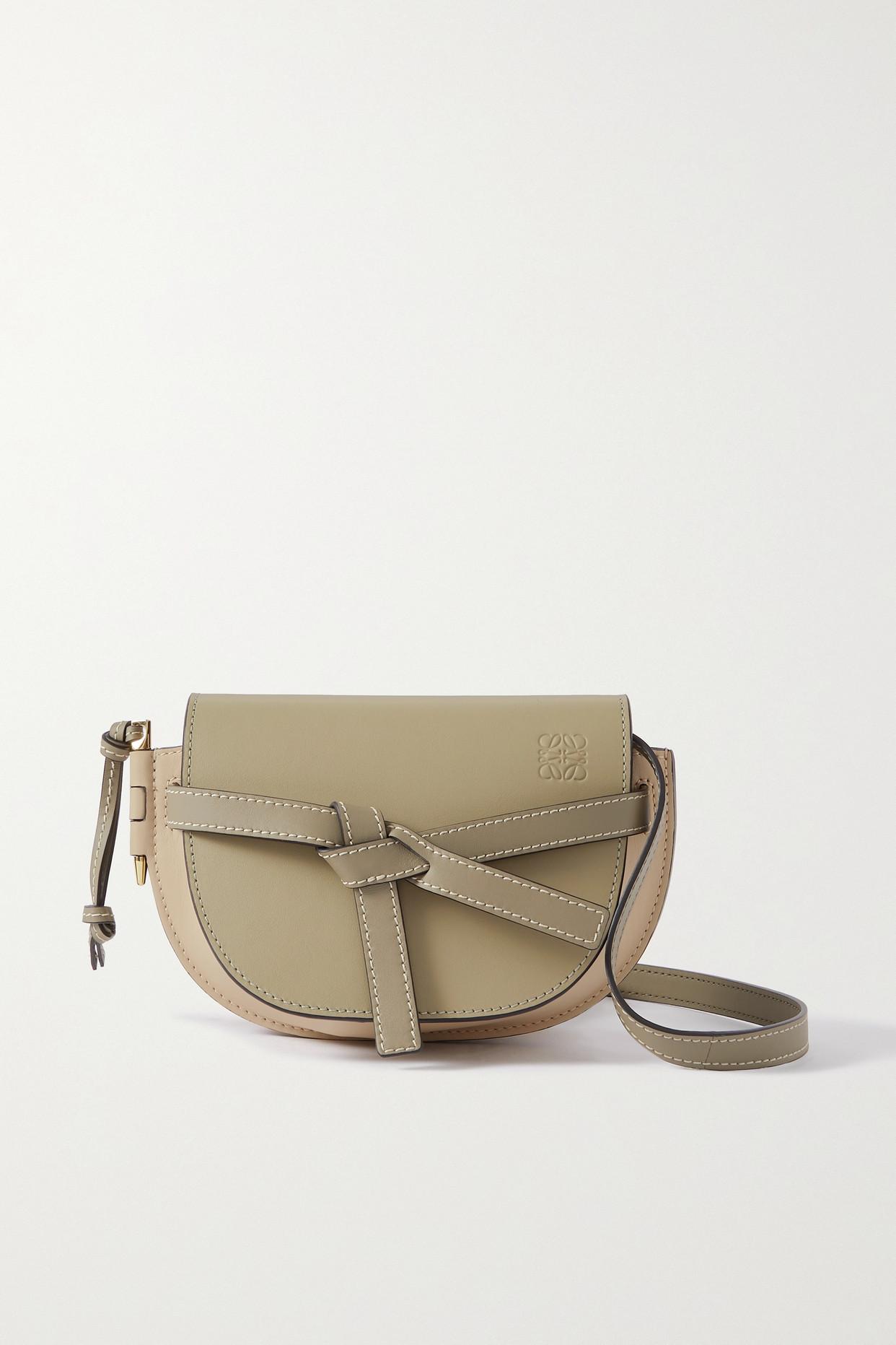 Gate Dual Mini Leather Shoulder Bag in Beige - Loewe