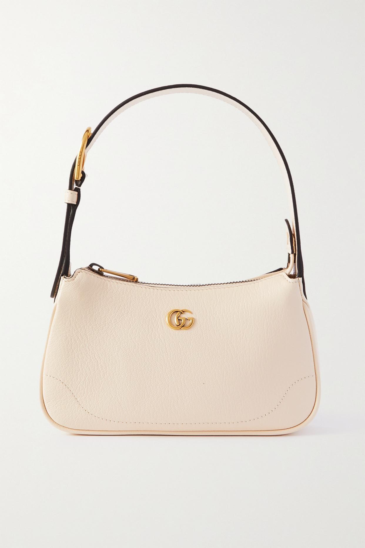 Gucci Aphrodite Embellished Textured-leather Shoulder Bag in Natural | Lyst