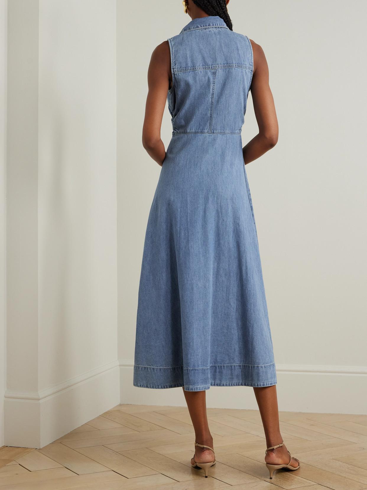 veronica beard fuller denim midi dress Veronica Beard Fuller Denim Midi Shirt Dress in Blue