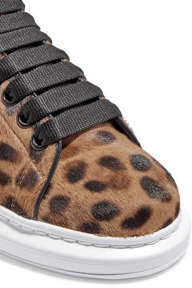 Alexander McQueen Leopard-print Calf Hair And Leather Sneakers | Lyst