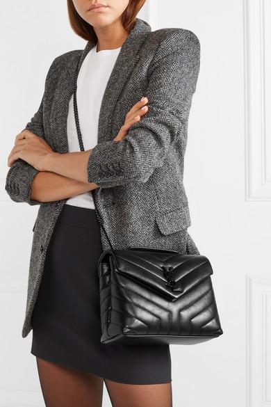 Saint Laurent Loulou Small Quilted Leather Shoulder Bag in Black