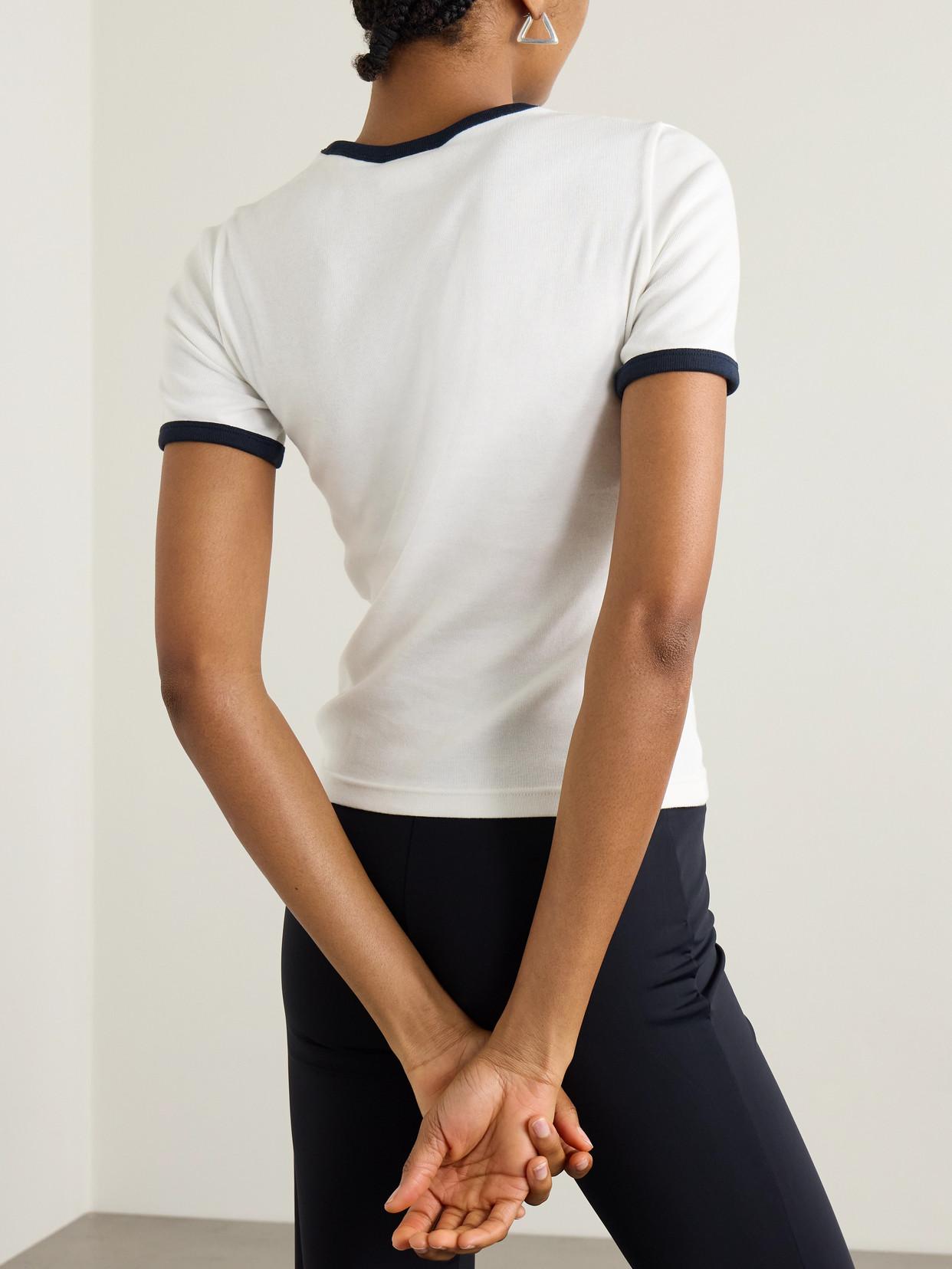 M*♡様 Courreges Cropped T-shirt Courreges logo-patch cropped T-shirt