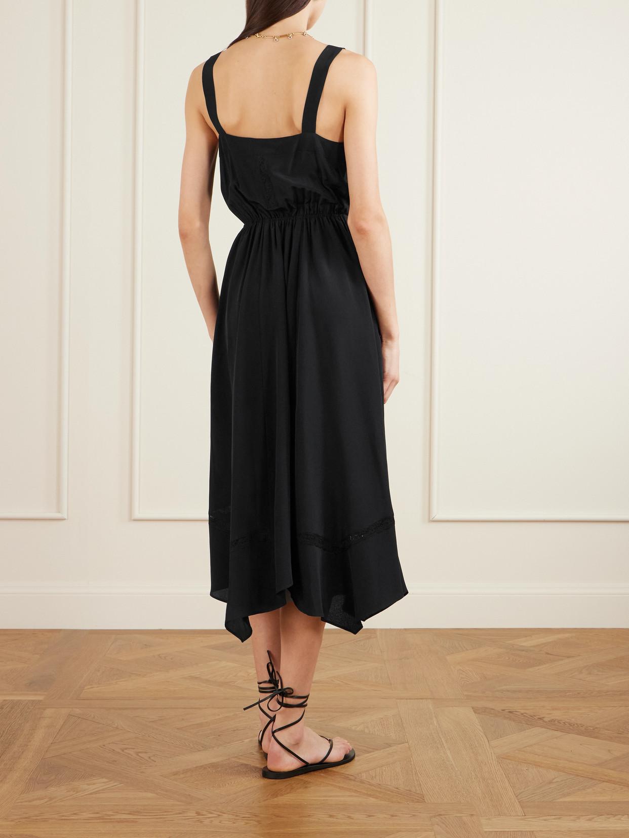 Robe Chic En Soie Noire Maison Mayle - Taille M - Style Trapèze - Neuf Jamais Portée