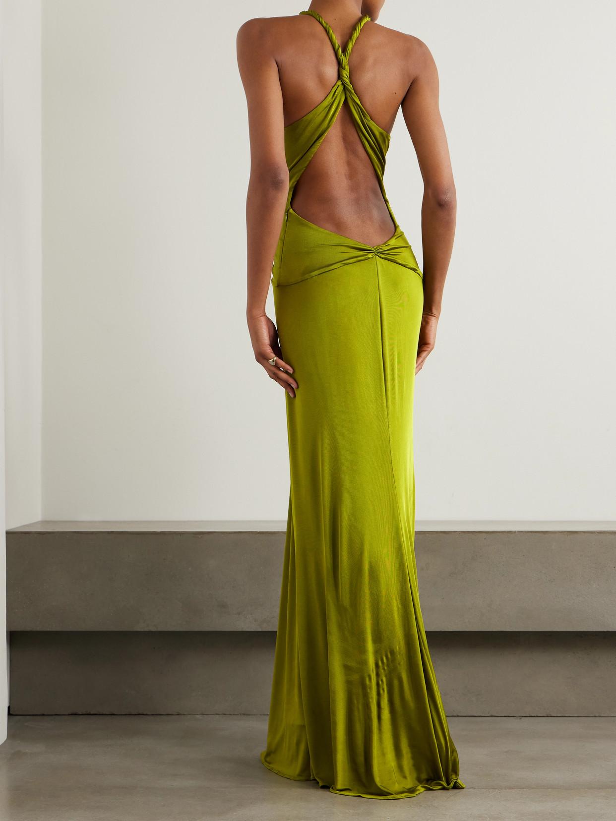Tom Ford Open-Back Twist-Front Jersey Gown in Green | Lyst