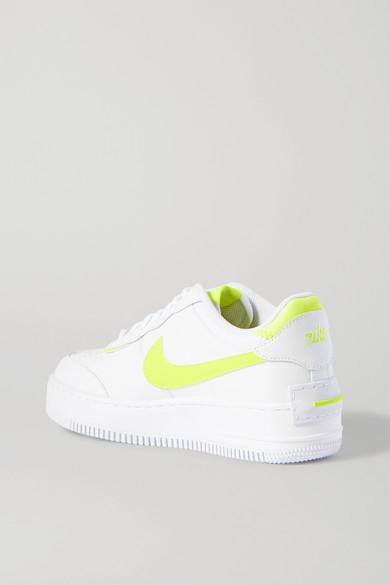 Nike Air Force 1 Shadow Neon Leather Sneakers in White | Lyst