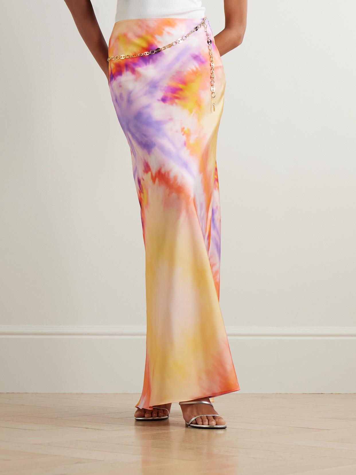 Tie Dye Pink Jersey Wrap Maxi Skirt LTS Tall Women's Green Tie Dye