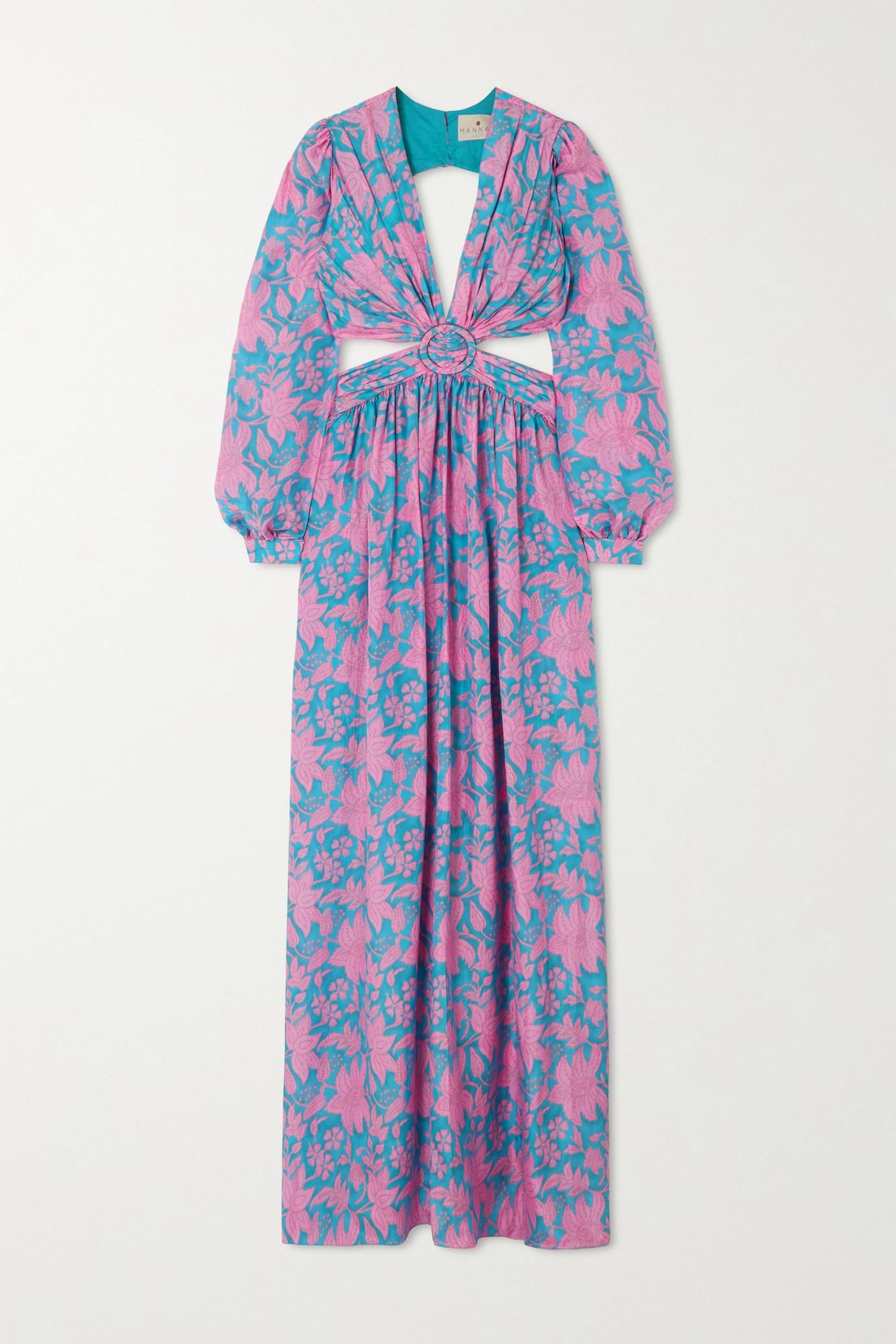 Hannah Artwear Rio Open-back Floral-print Silk-habotai Maxi Dress in Blue |  Lyst