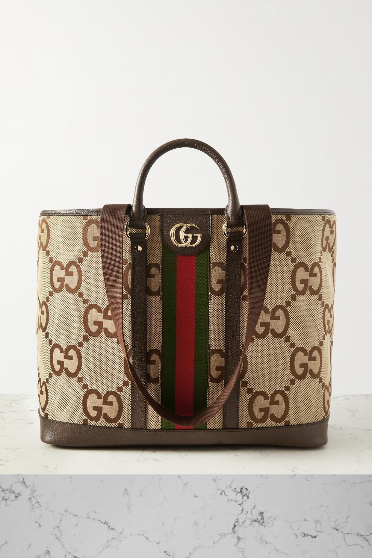 Gucci GG Mini Leather-trimmed Printed Coated-canvas Tote - Blue - One Size