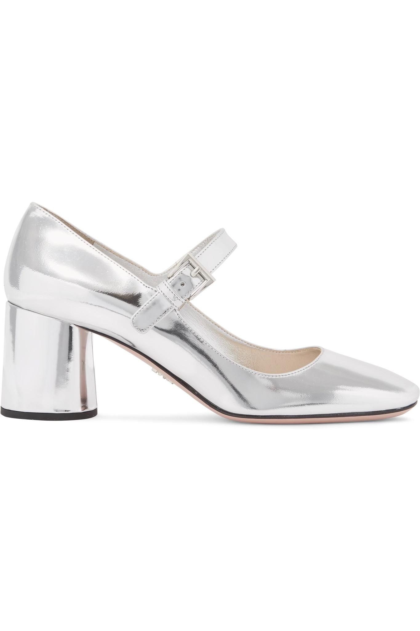 Silver Leather Mary Jane Block Heeled Pumps with Three Straps –  LeatherHannaKo