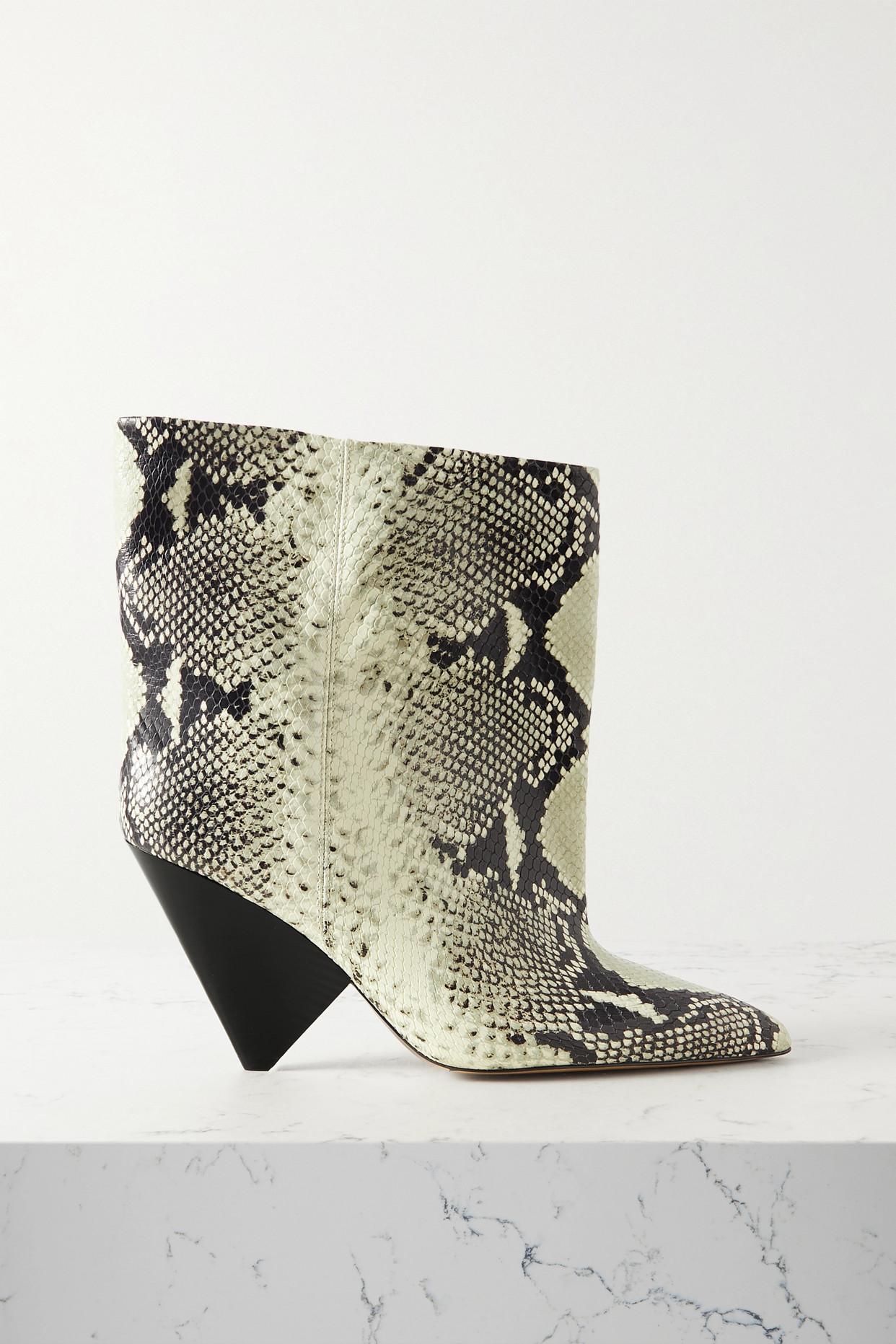 Isabel Marant Miyako Snake-effect Leather Ankle Boots | Lyst