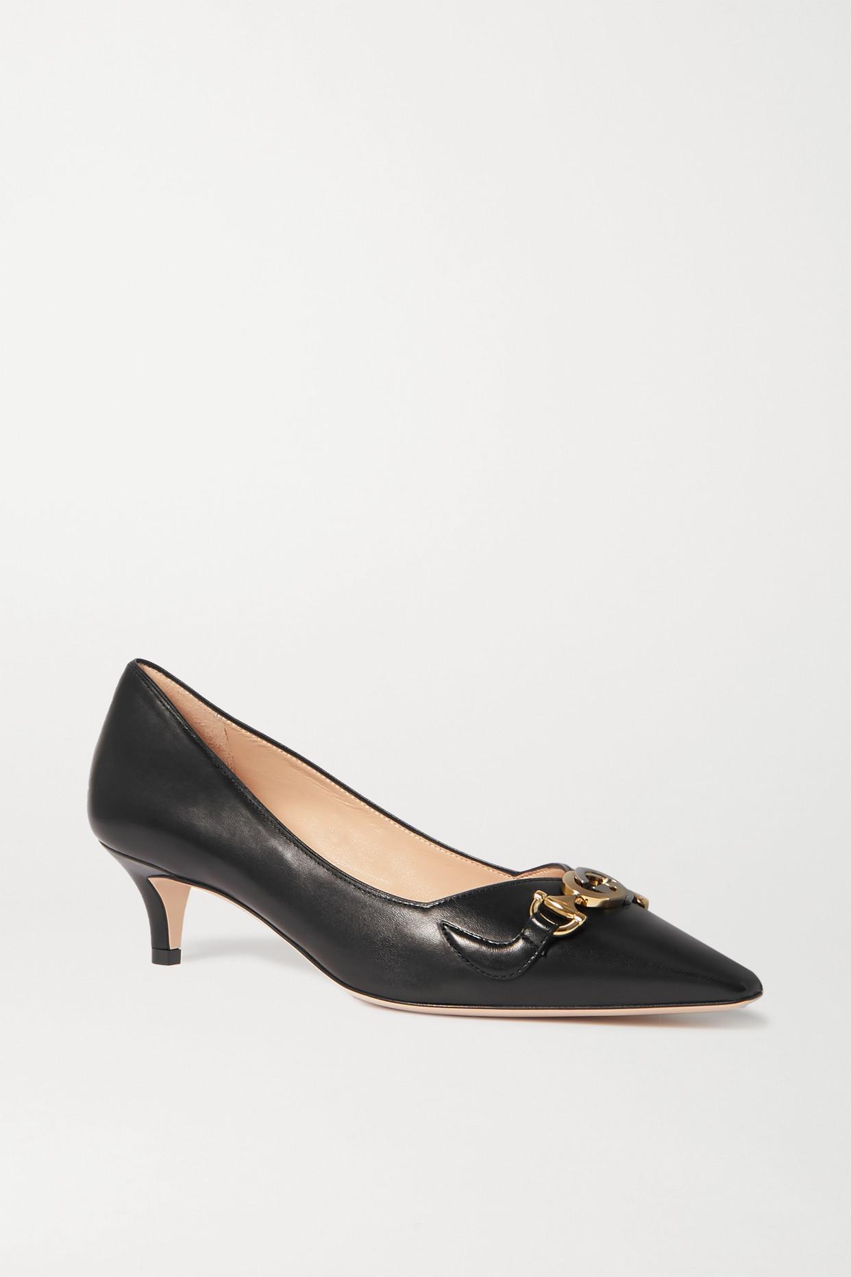 Gucci Zumi Logo-embellished Leather Pumps in Black | Lyst