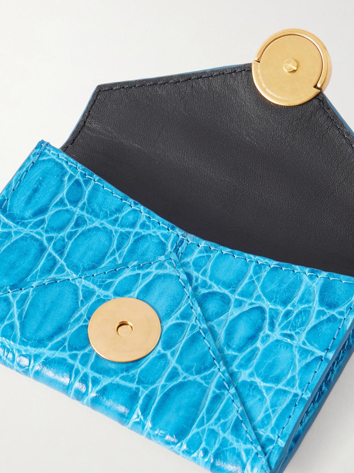 小物 Dries van noten CARD/COIN CASE Dries Van Noten Textured Metallic Croc-Effect Leather Wallet in