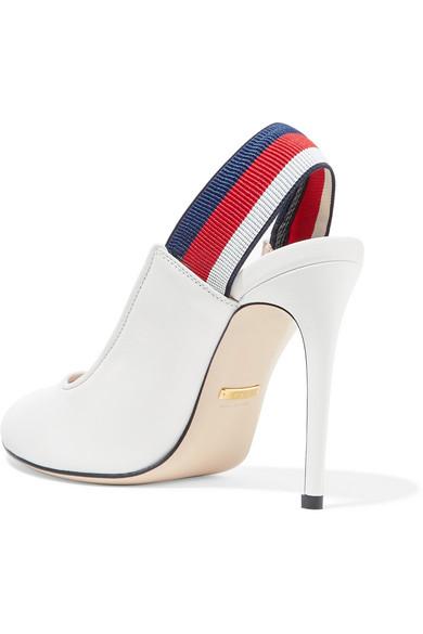 gucci leather web slingback pump