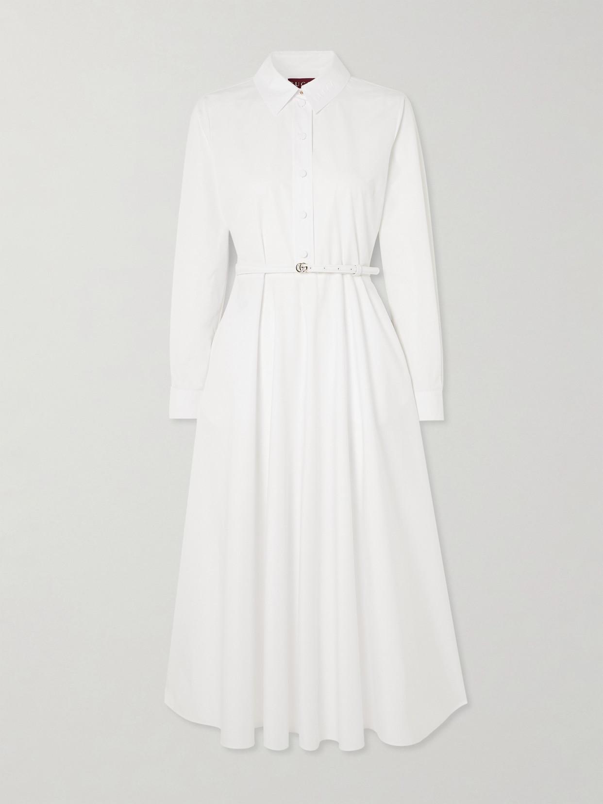 ?PRICE DROP?Gucci White Belted Dress? Gucci Belted Embossed Cotton-Poplin Maxi Dress in White | Lyst main image 2