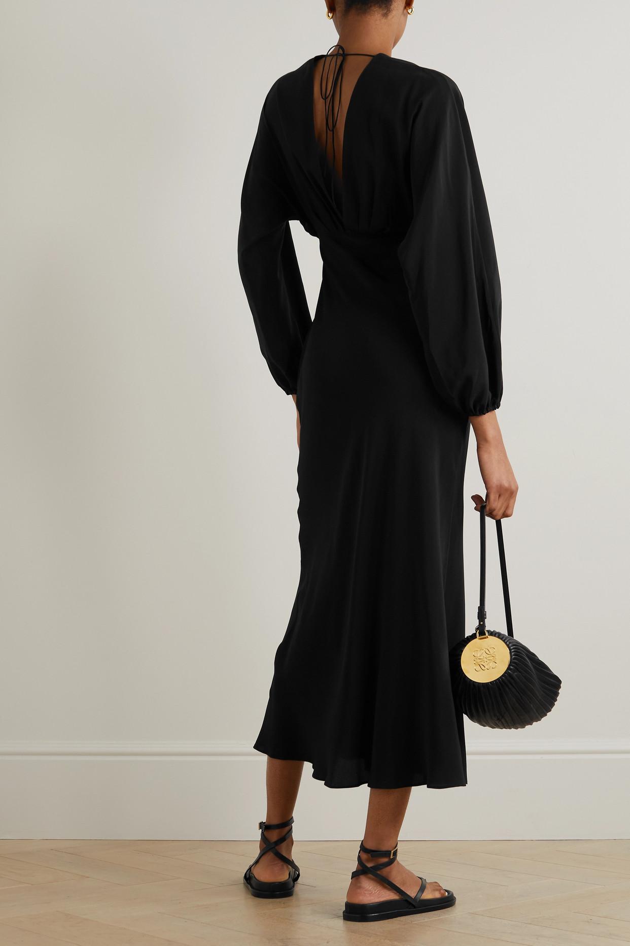 Matteau + Net Sustain The Magyar Organic Silk-crepe Midi Dress in Black |  Lyst