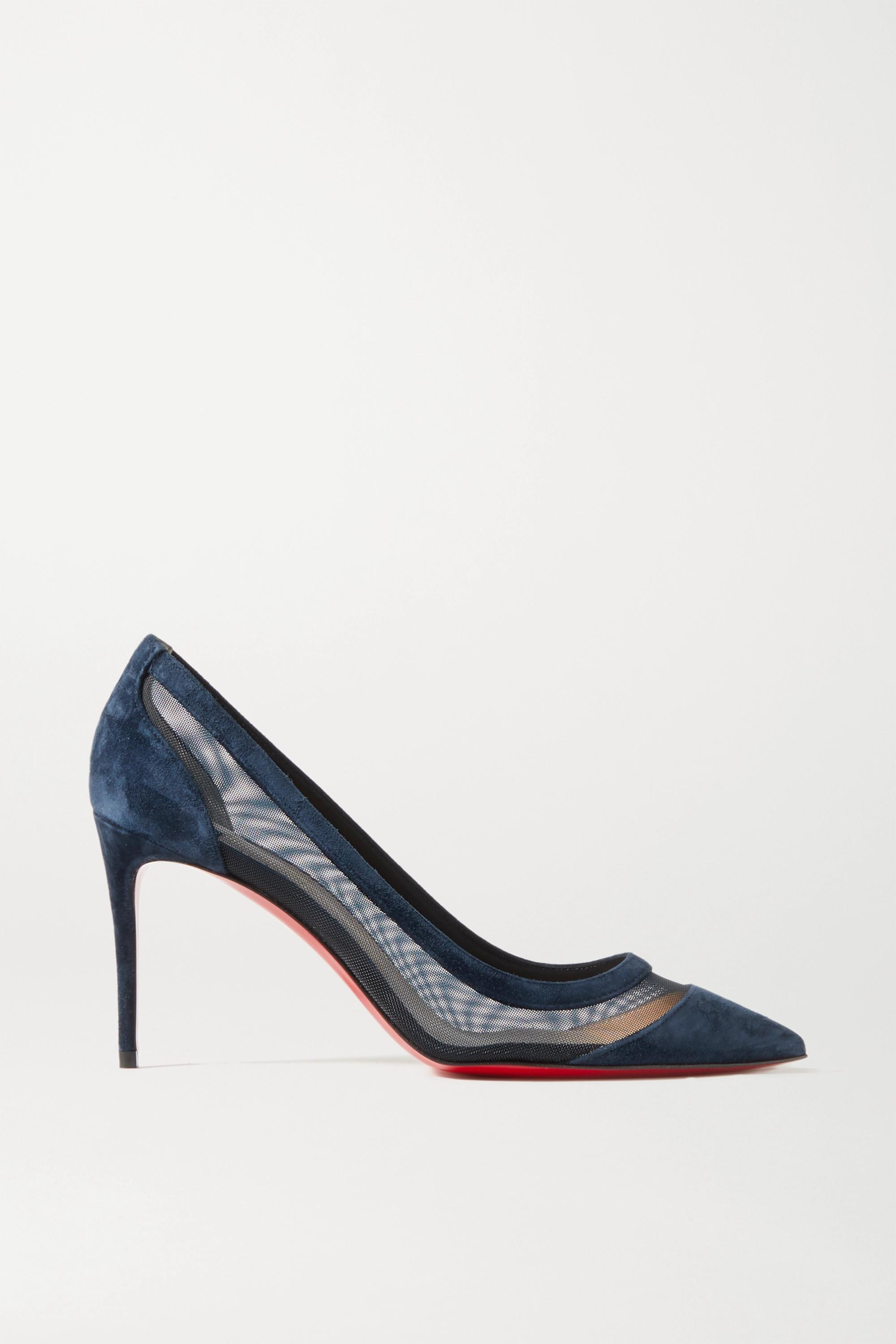 Christian Louboutin Galativi 85 Suede And Mesh Pumps in Blue | Lyst
