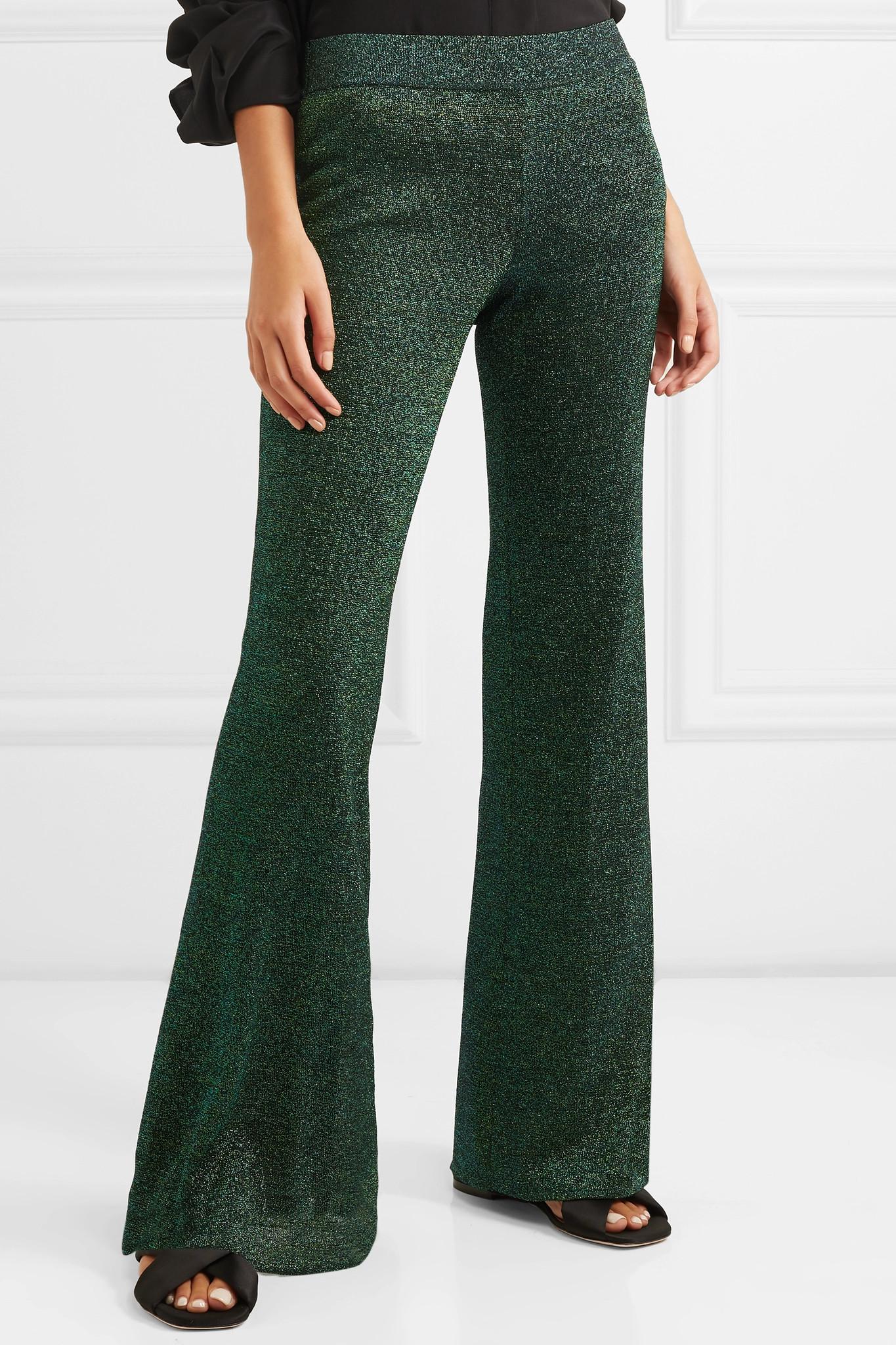 Missoni Silk Lurex Flared Pants Emerald 