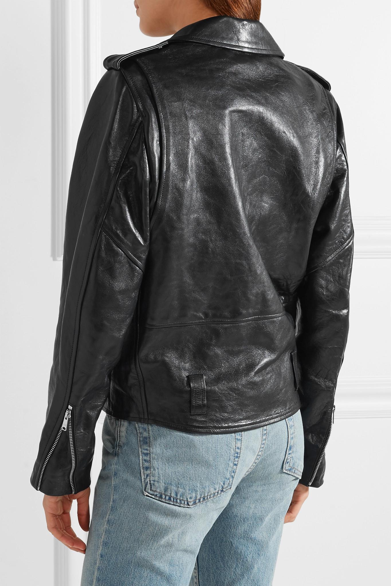 Oversized Black Leather Biker Jacket Pictures