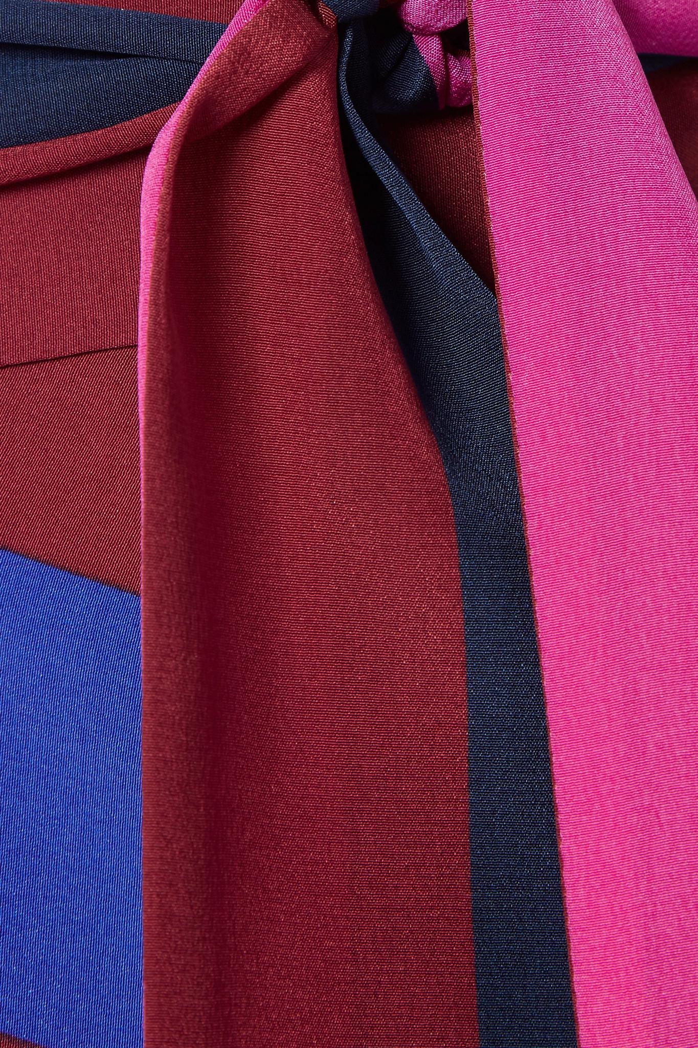 Crêpe Chine Von Midi Diane Coloris Rayures En Jupe Furstenberg Portefeuille Purple Soie À De VSpzMU