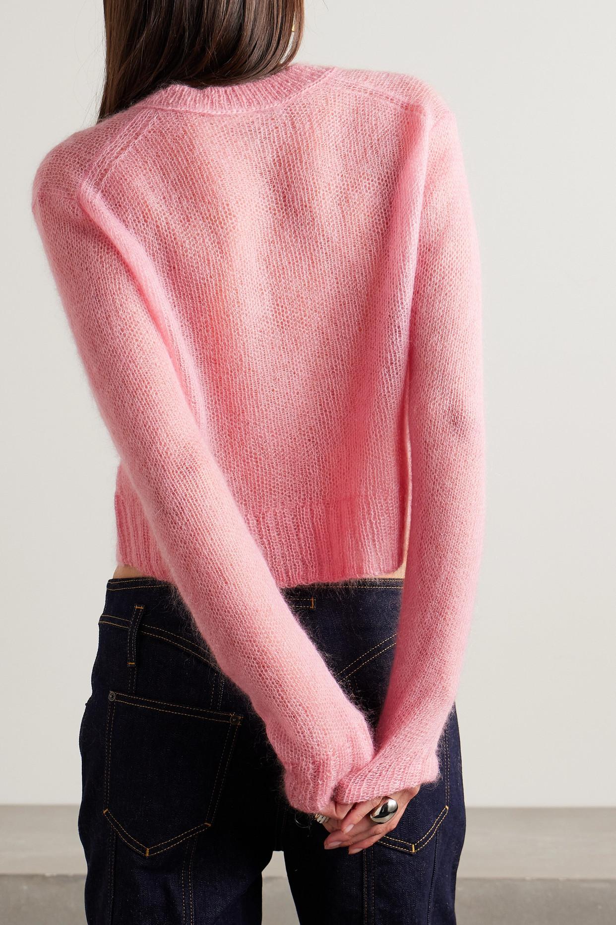 Acne Studios Cropped Open-knit Mohair-blend Sweater in Pink