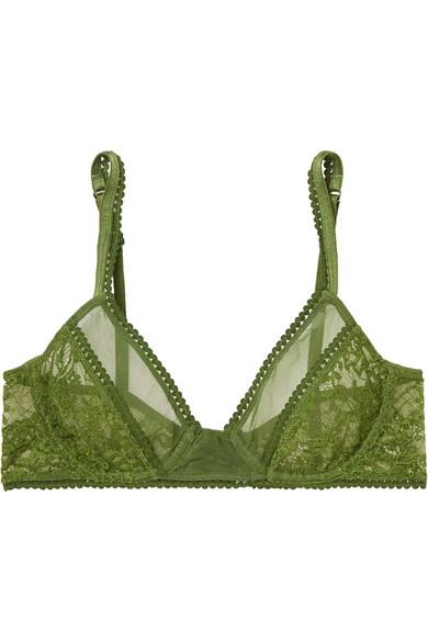 Lonely Kiki Lace And Tulle Underwired Soft-cup Bra in Green | Lyst