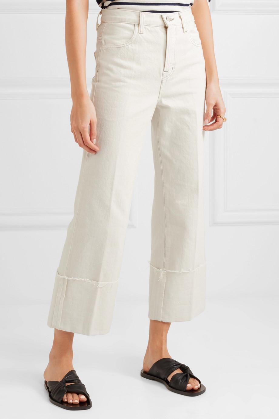 J Brand Denim Joan Cropped High-rise Wide-leg Jeans in Cream (Natural ...
