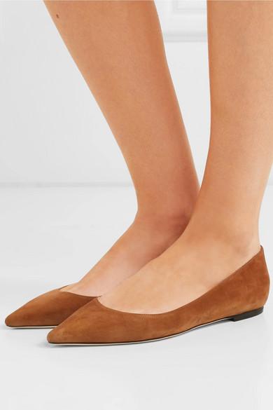 Jimmy Choo Romy Suede Point-toe Flats in Brown | Lyst