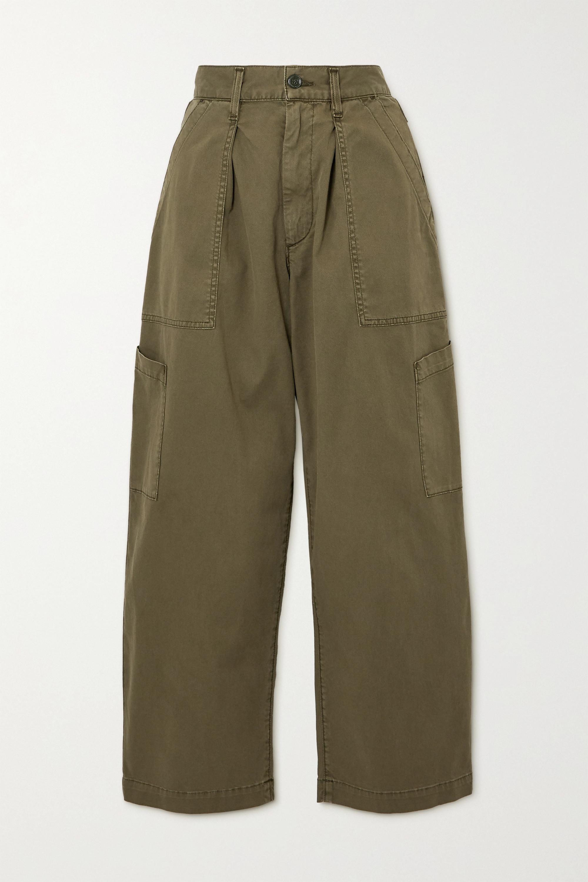 Agolde Mari Cotton twill Tapered Pants in Green Lyst