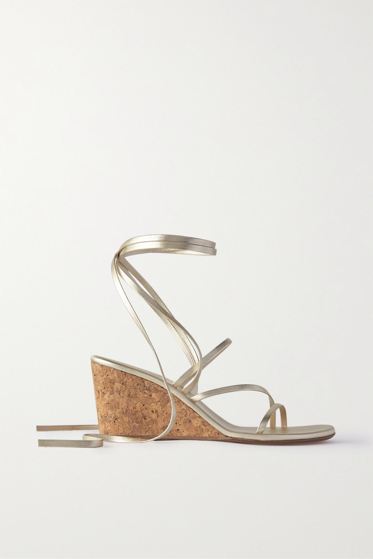 Ancient Greek Sandals Lithi Metallic Leather Wedge Sandals in White Lyst