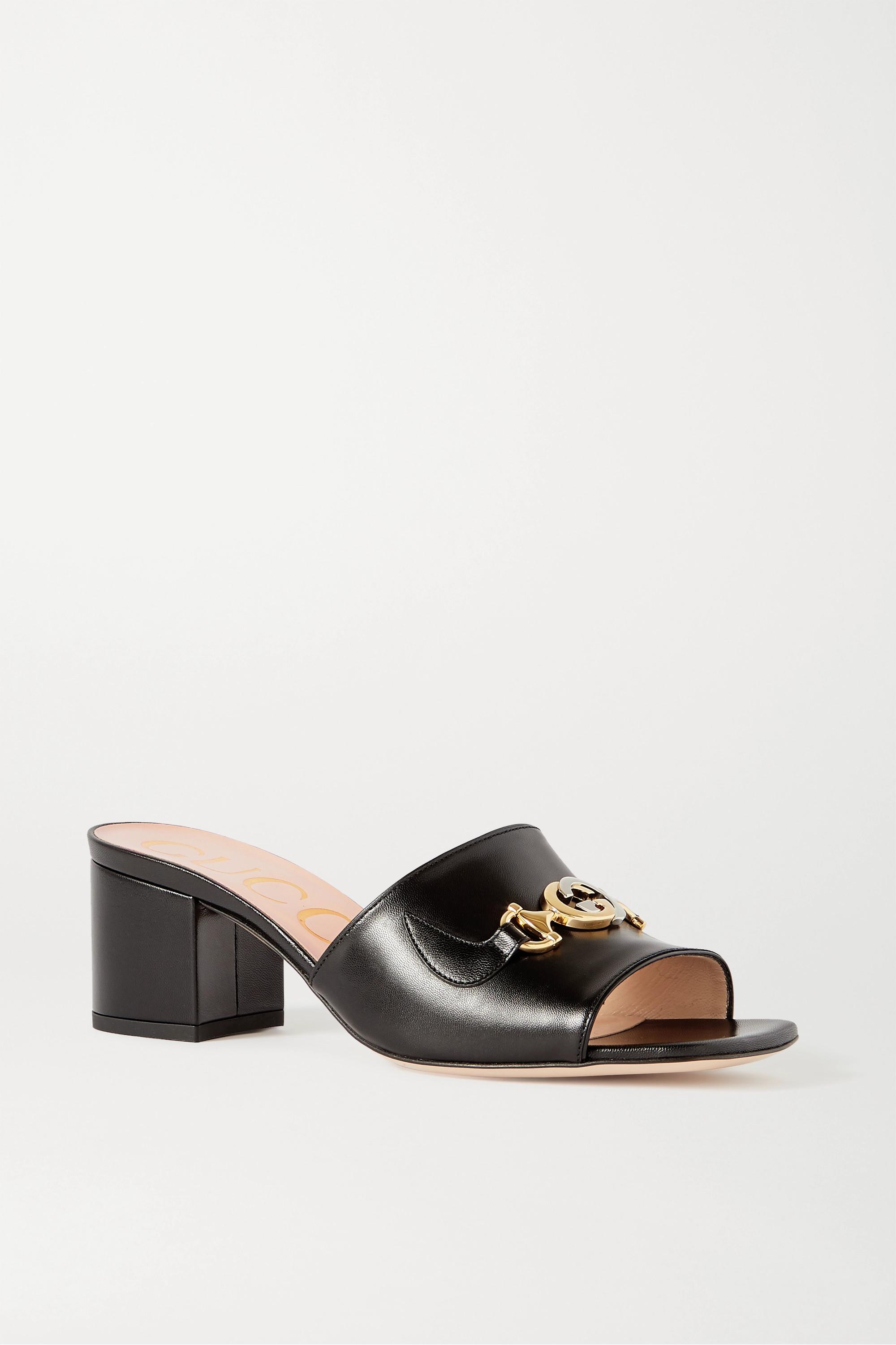 Gucci Zumi Embellished Leather Mules in Black | Lyst Australia