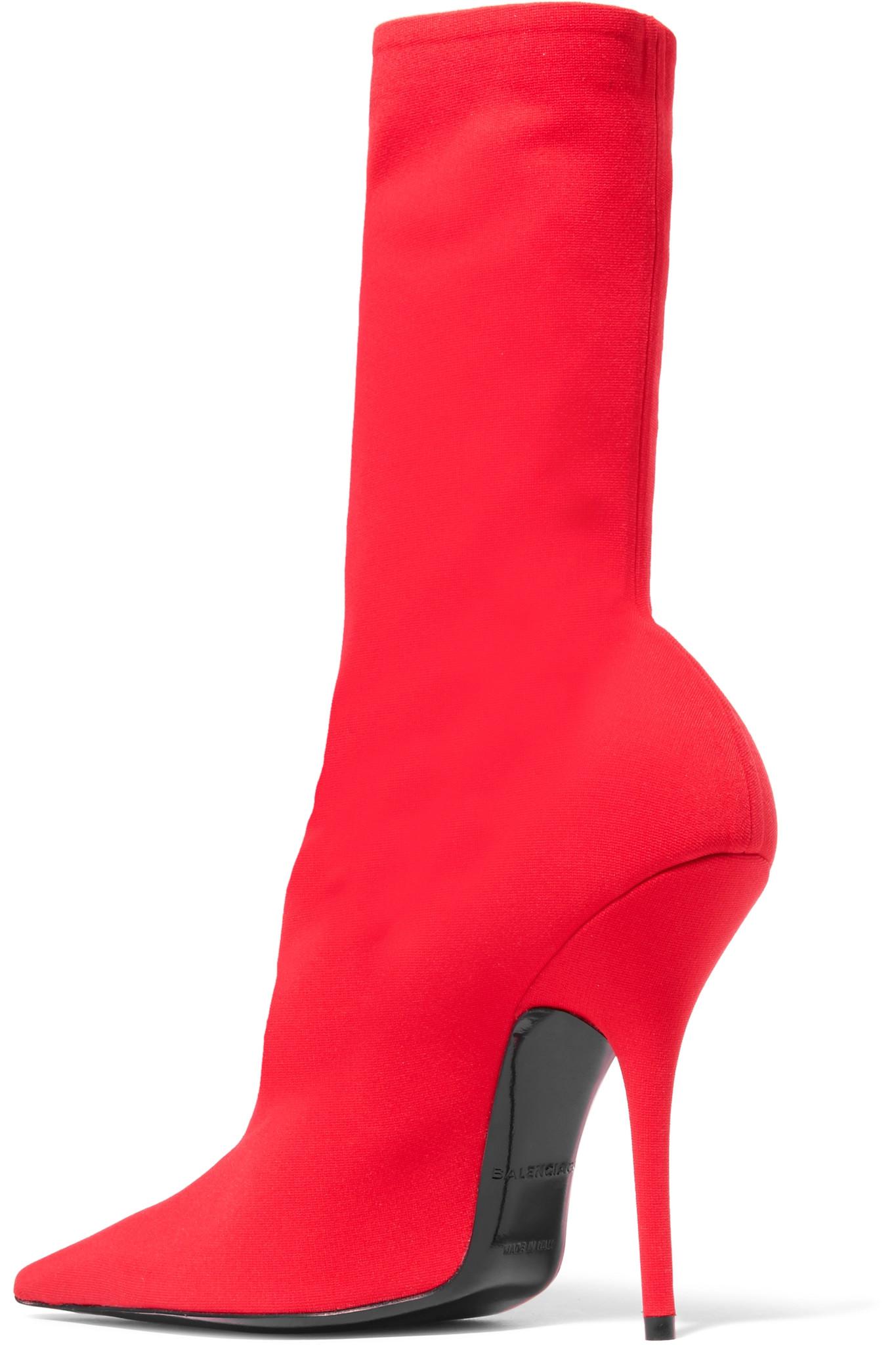 Balenciaga Stretch-jersey Ankle Boots in Red - Lyst