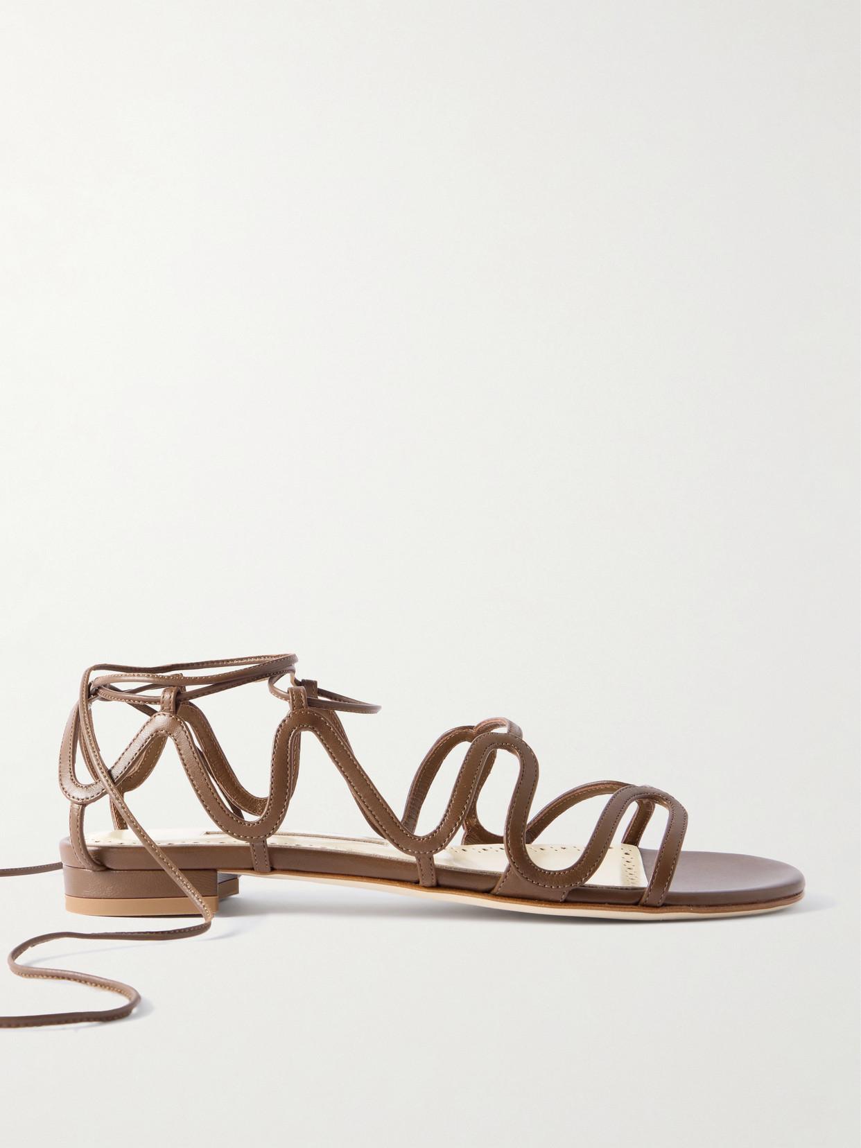 sale【Manolo Blahnik】『Fawdaflat』llic leather sandals manolo-blahnik-Brown-Fawdaflat