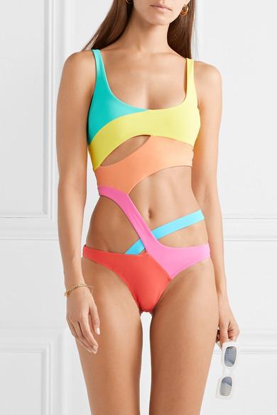 Agent Provocateur Izaro Cutout Color-block Swimsuit in Yellow | Lyst