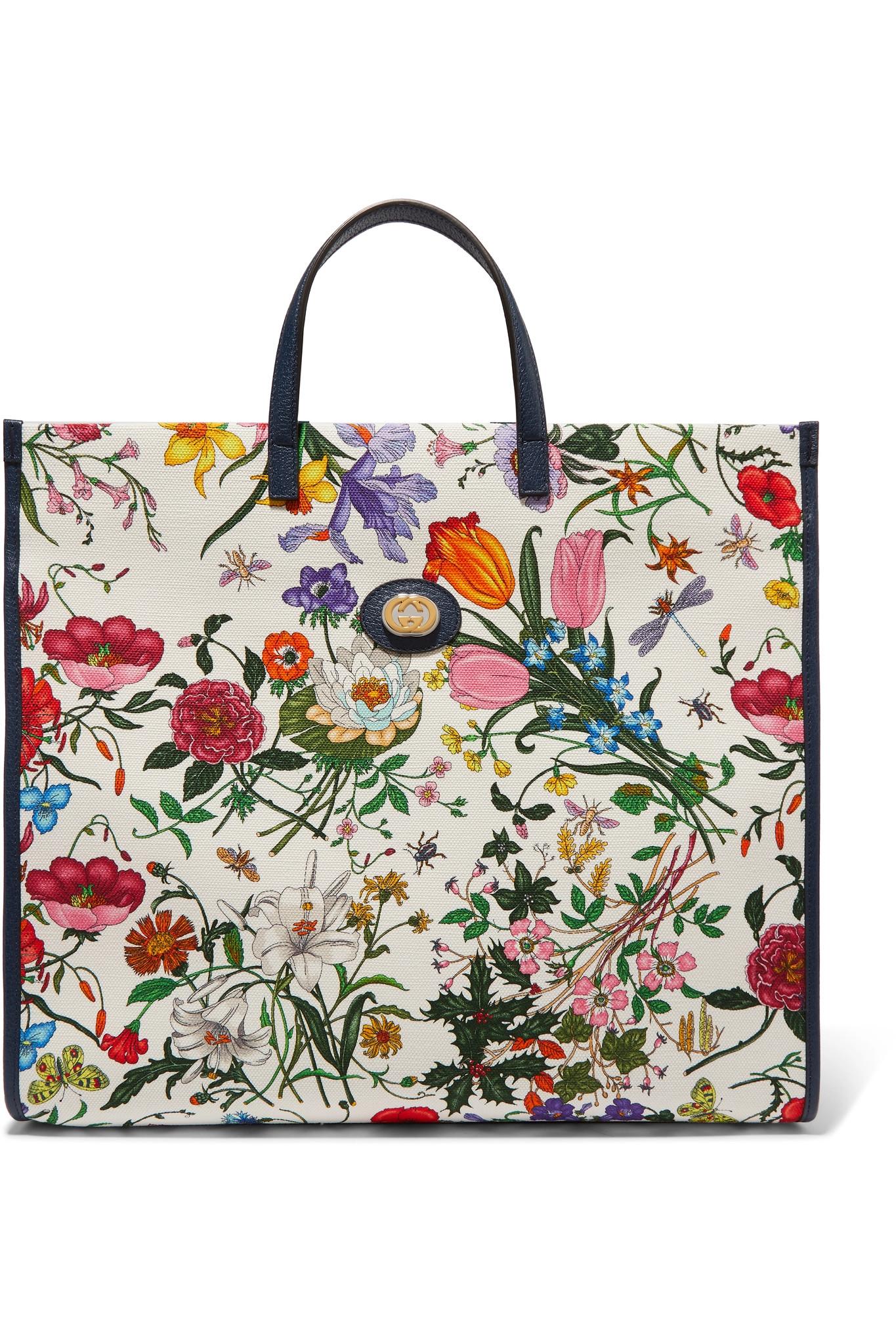 Gucci Beauty Vip Gift Ivory White Green Cotton Tote Bag Floral Print - Gucci  bag 