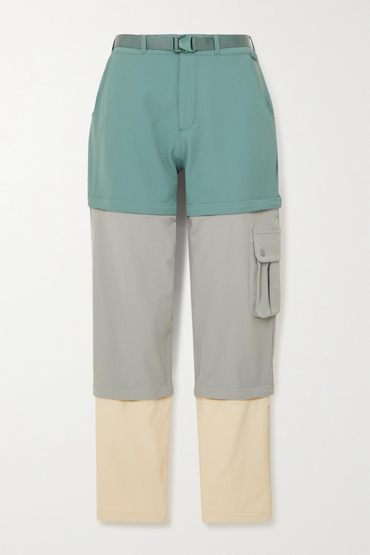 Outdoor Voices Zip-off Convertible Belted Rectrek Pants in Green