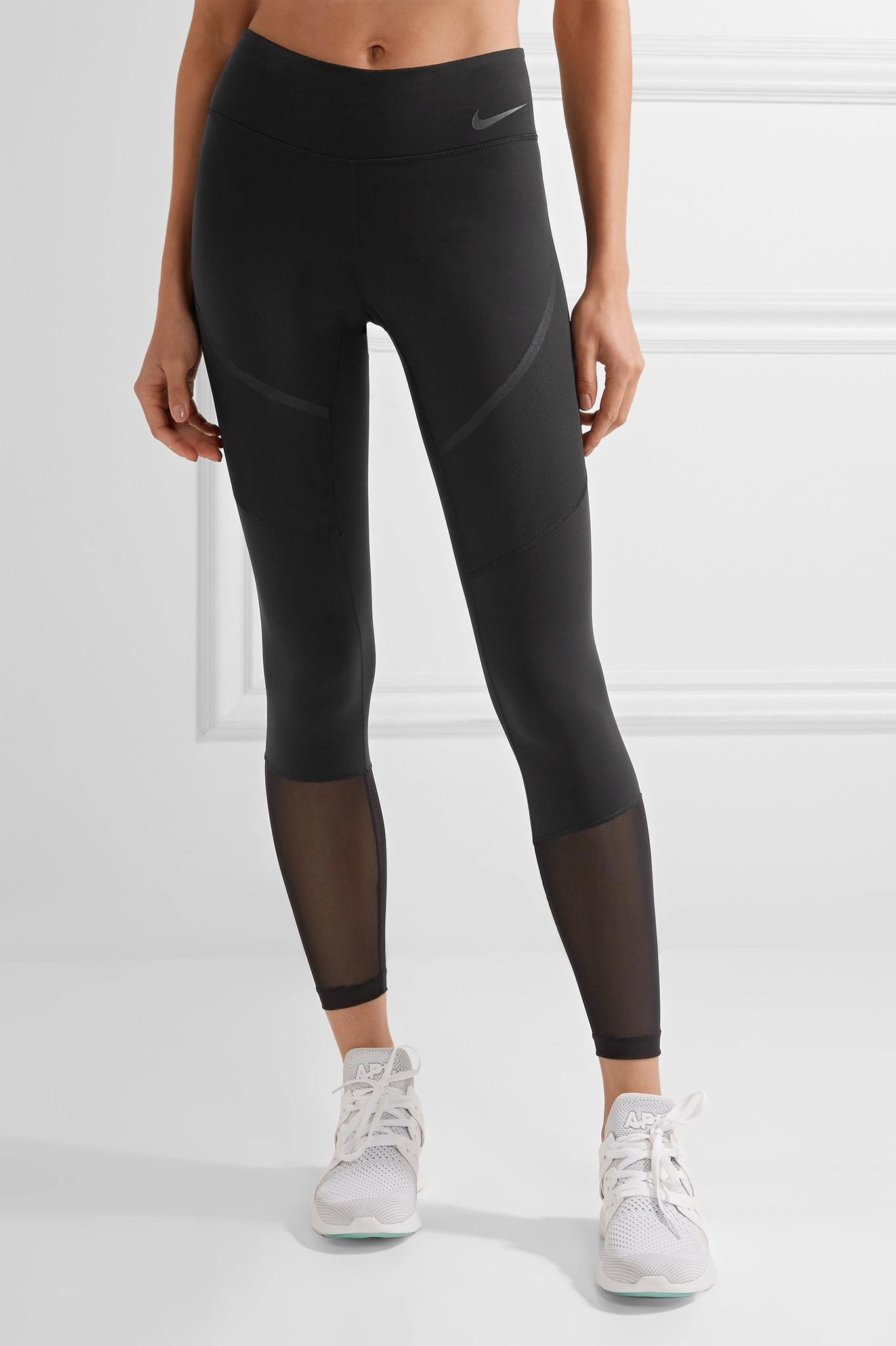 Nike Power Legendary Mesh-paneled Dri-fit Stretch Leggings in Black | Lyst