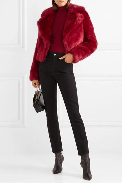red fur jacket cropped
