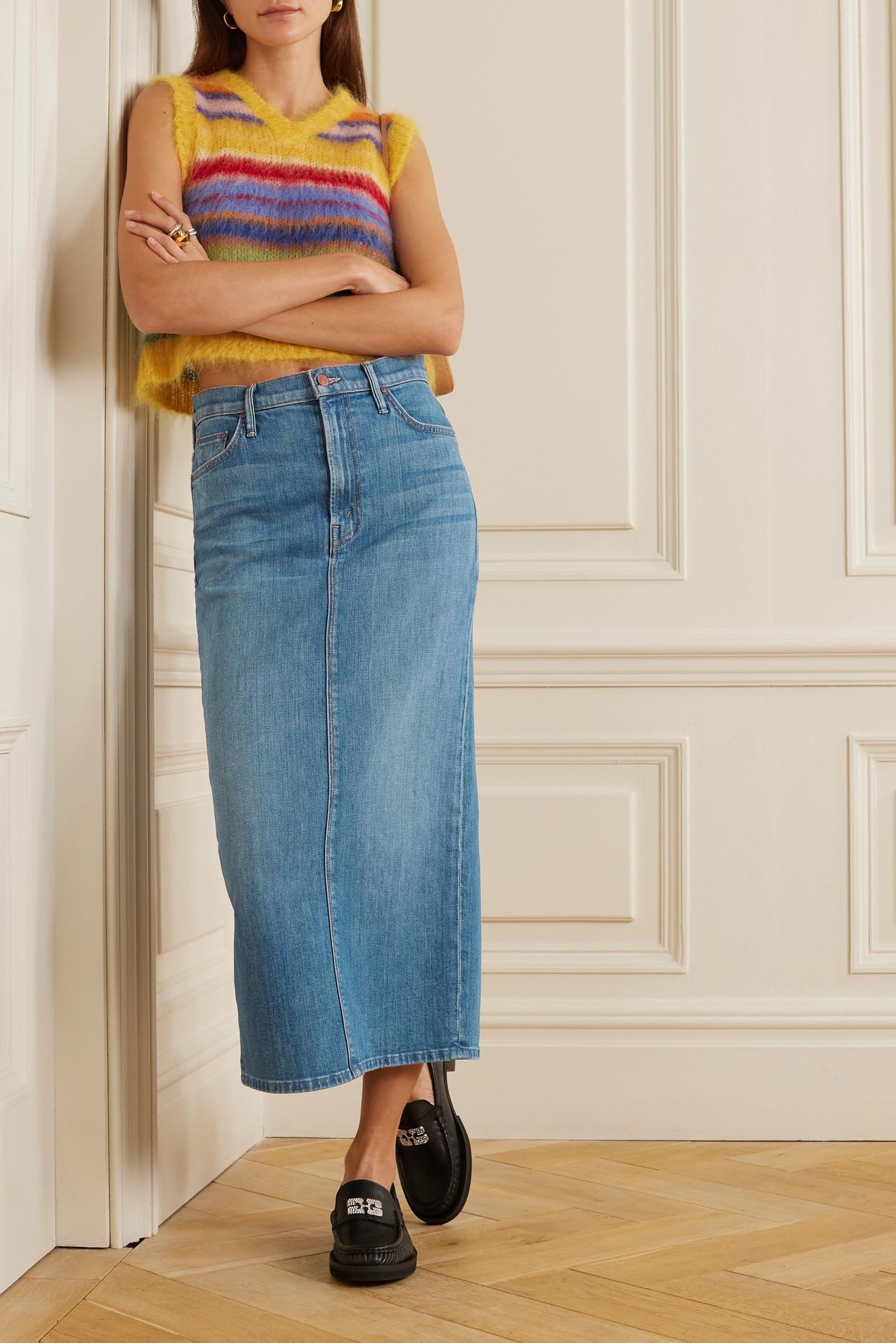 Mother The Pencil Pusher Denim Midi Skirt in Blue | Lyst Canada