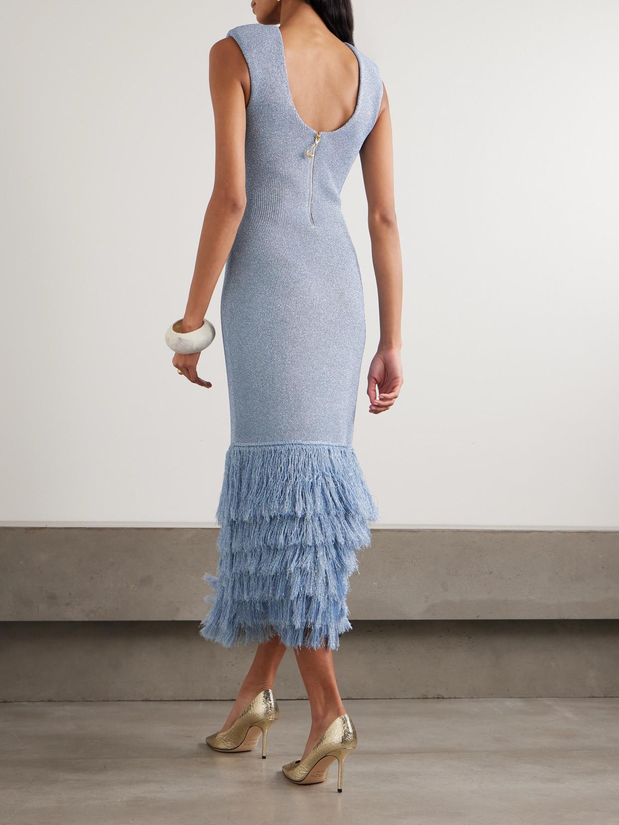 aje breeze knit dress Breeze Knit Midi Dress-PALE BLUE / XXS