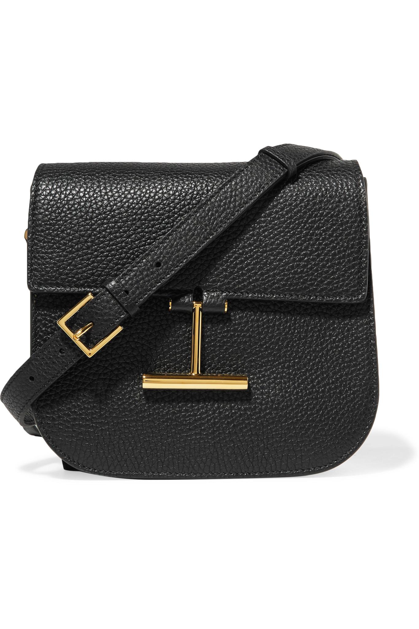 Tom Ford Tara Small Textured-leather Shoulder Bag in Black | Lyst