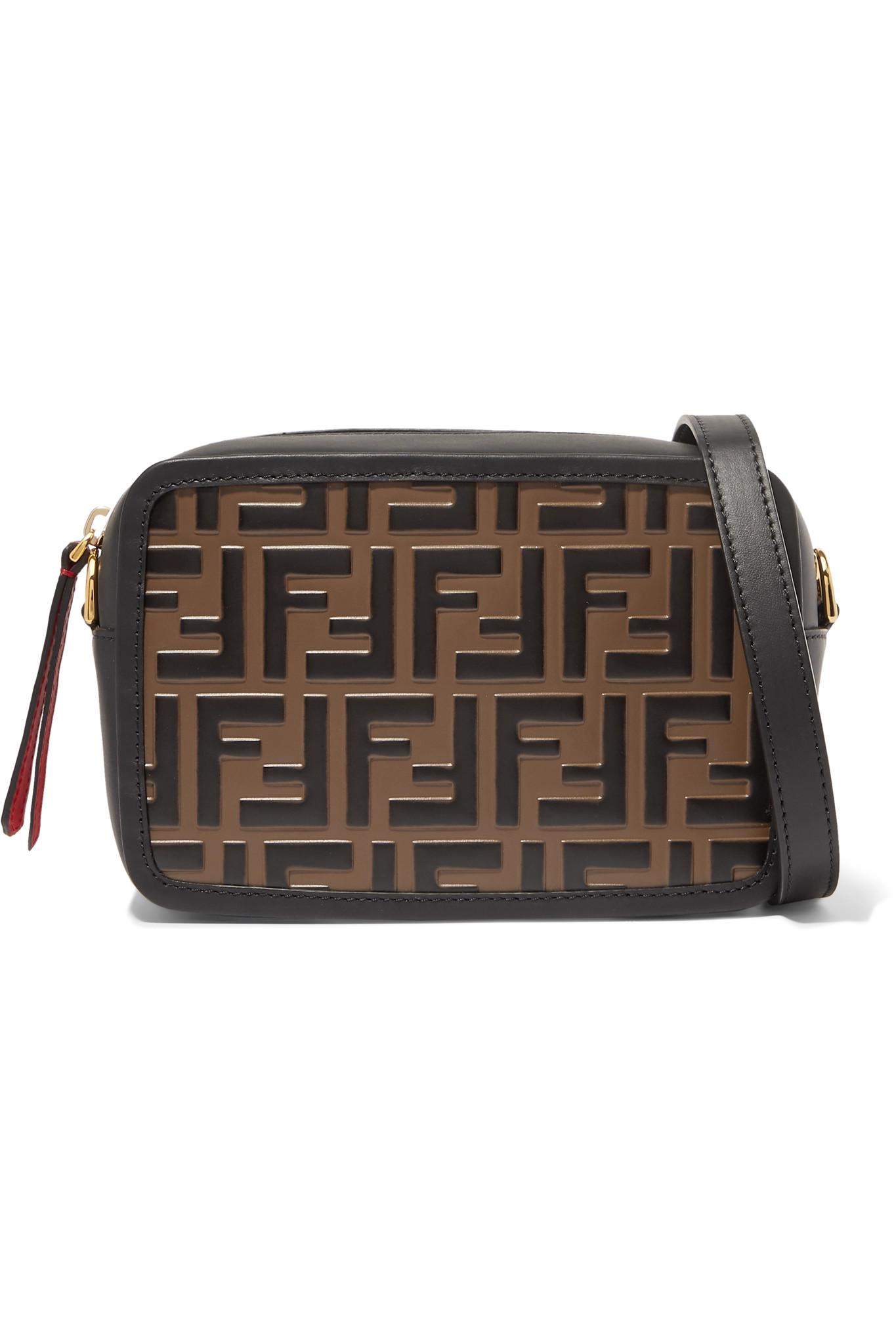 Fendi Embossed Leather Camera Bag in Brown