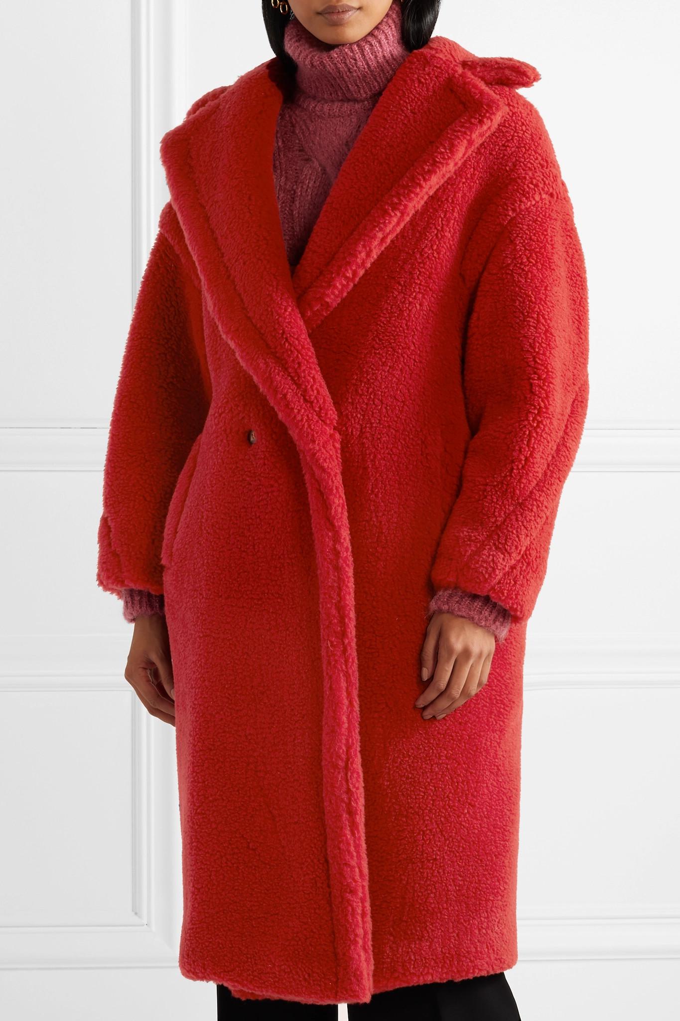 Max Mara Silk Teddy Coat in Red | Lyst Canada