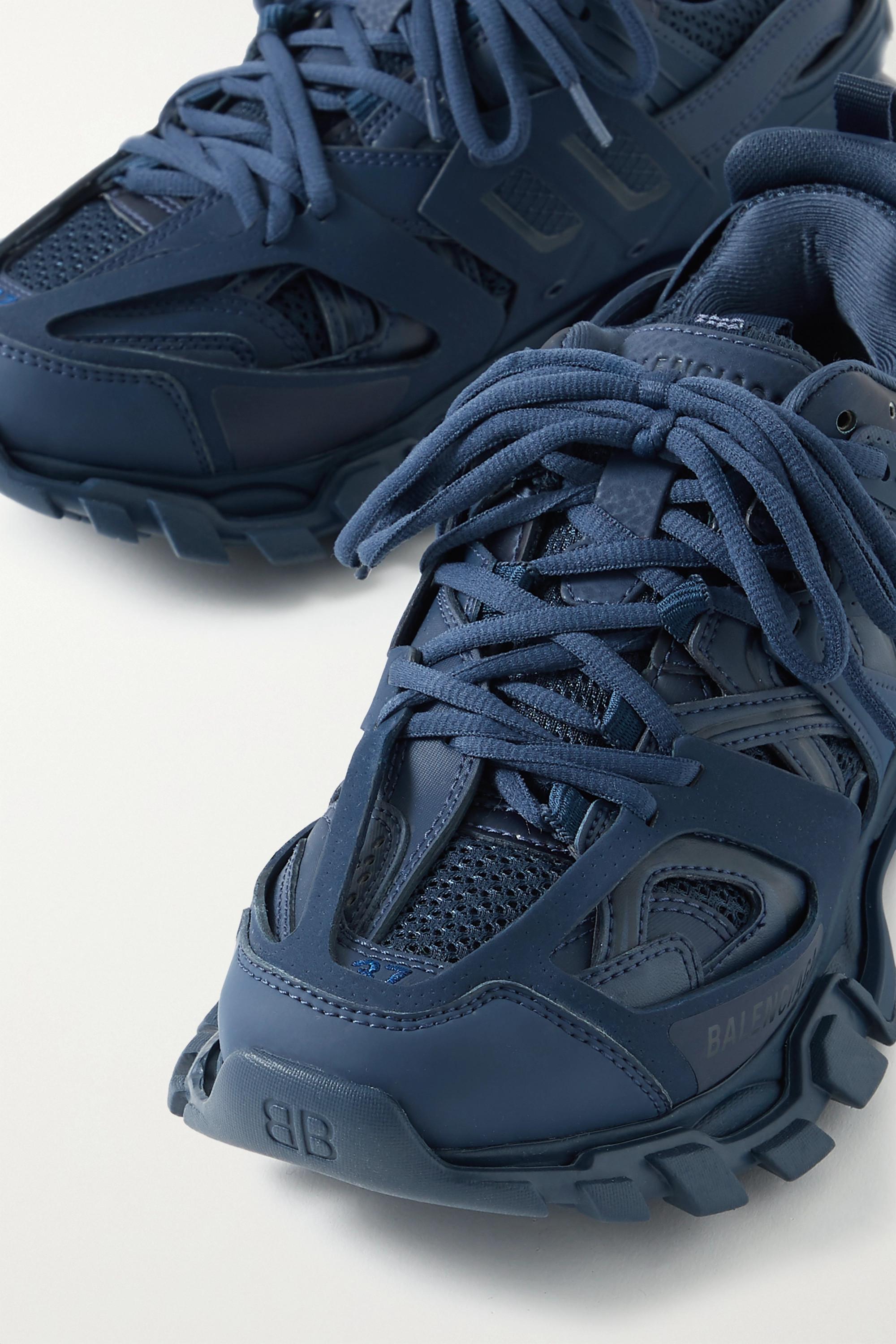Balenciaga Triple S Airsole Leather And Mesh Trainers in Navy (Blue) | Lyst