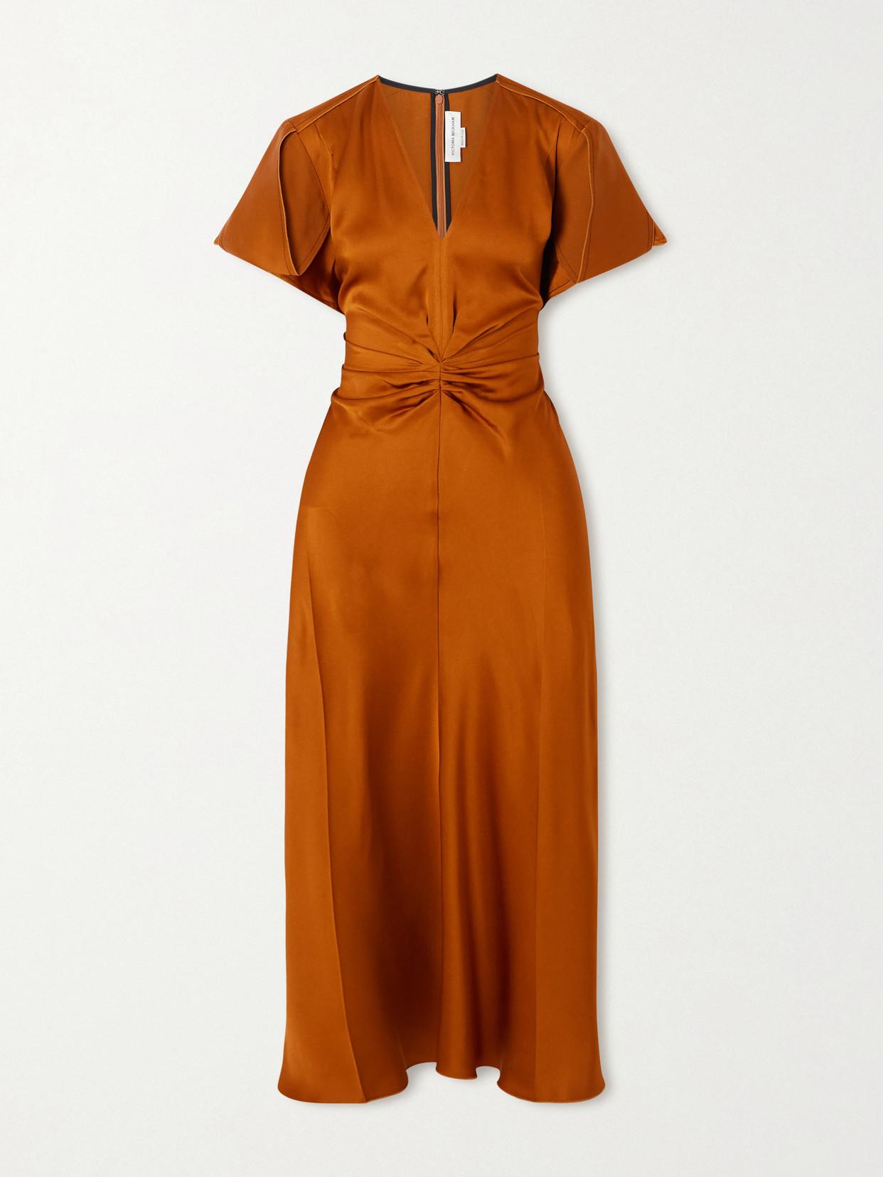 open lace back dress Vintage 1950s Burnt Orange Silk Dress SZ M | Barn Owl Vintage