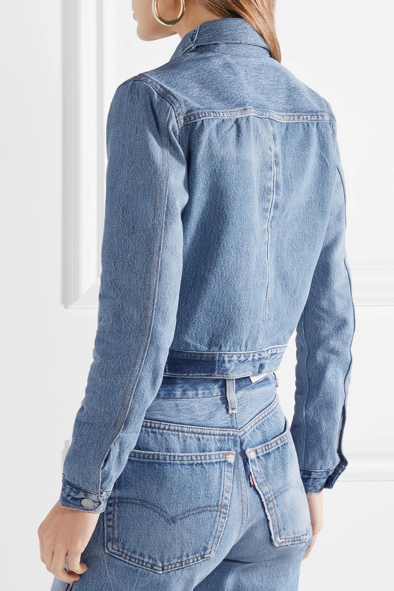 RE/DONE + Levi's Cropped Two-tone Denim Jacket in Blue - Lyst
