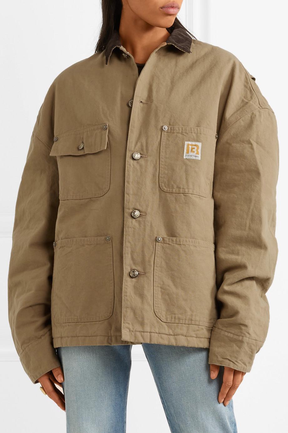 R13 Workman Oversized Corduroytrimmed Cottoncanvas Jacket in Beige