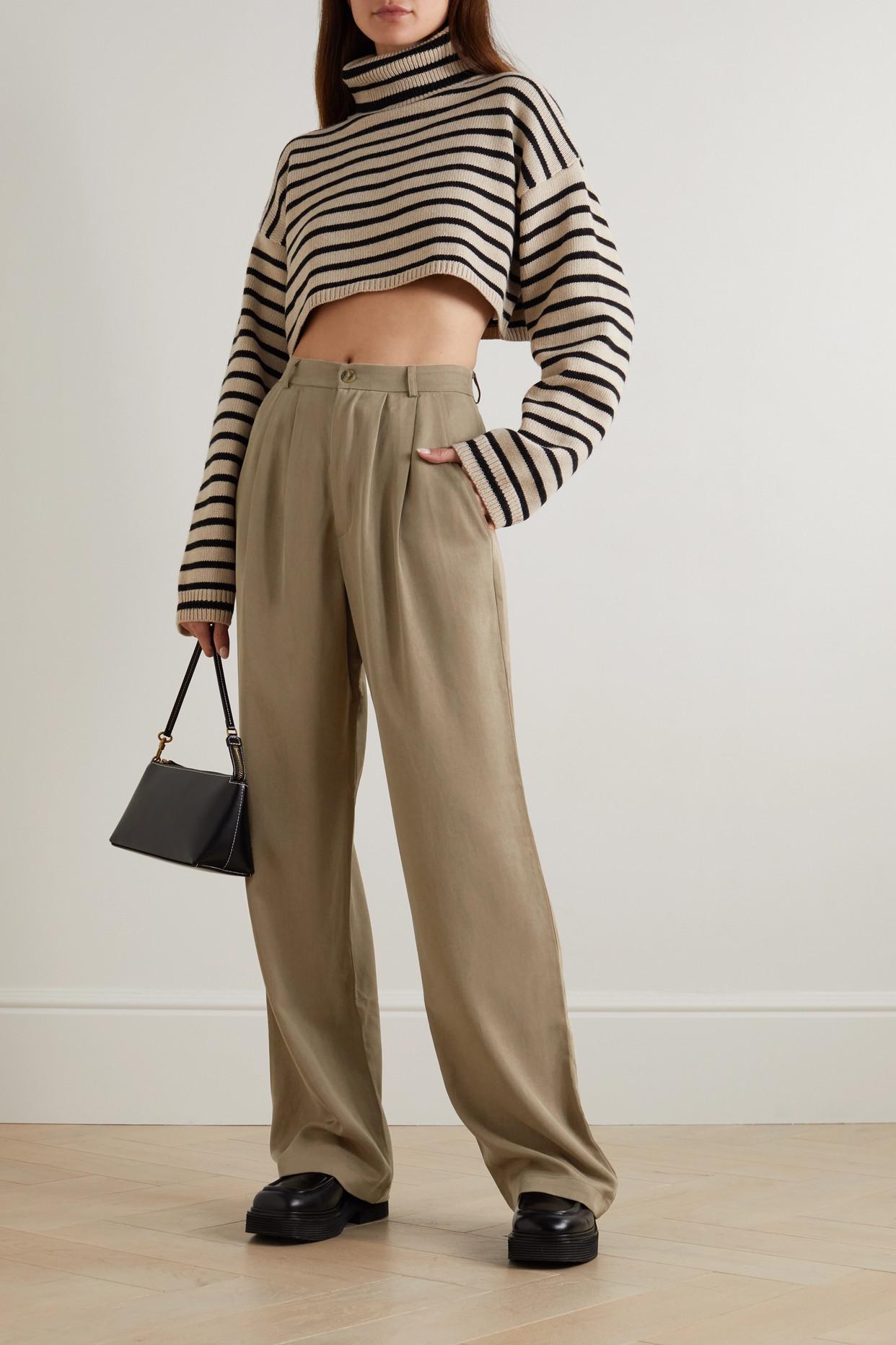 Reformation Mason Pleated Lyocell-twill Wide-leg Pants in Natural | Lyst