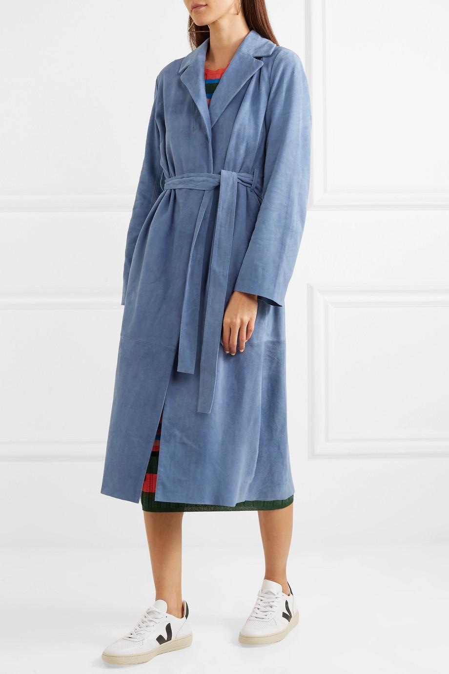 blue suede coat