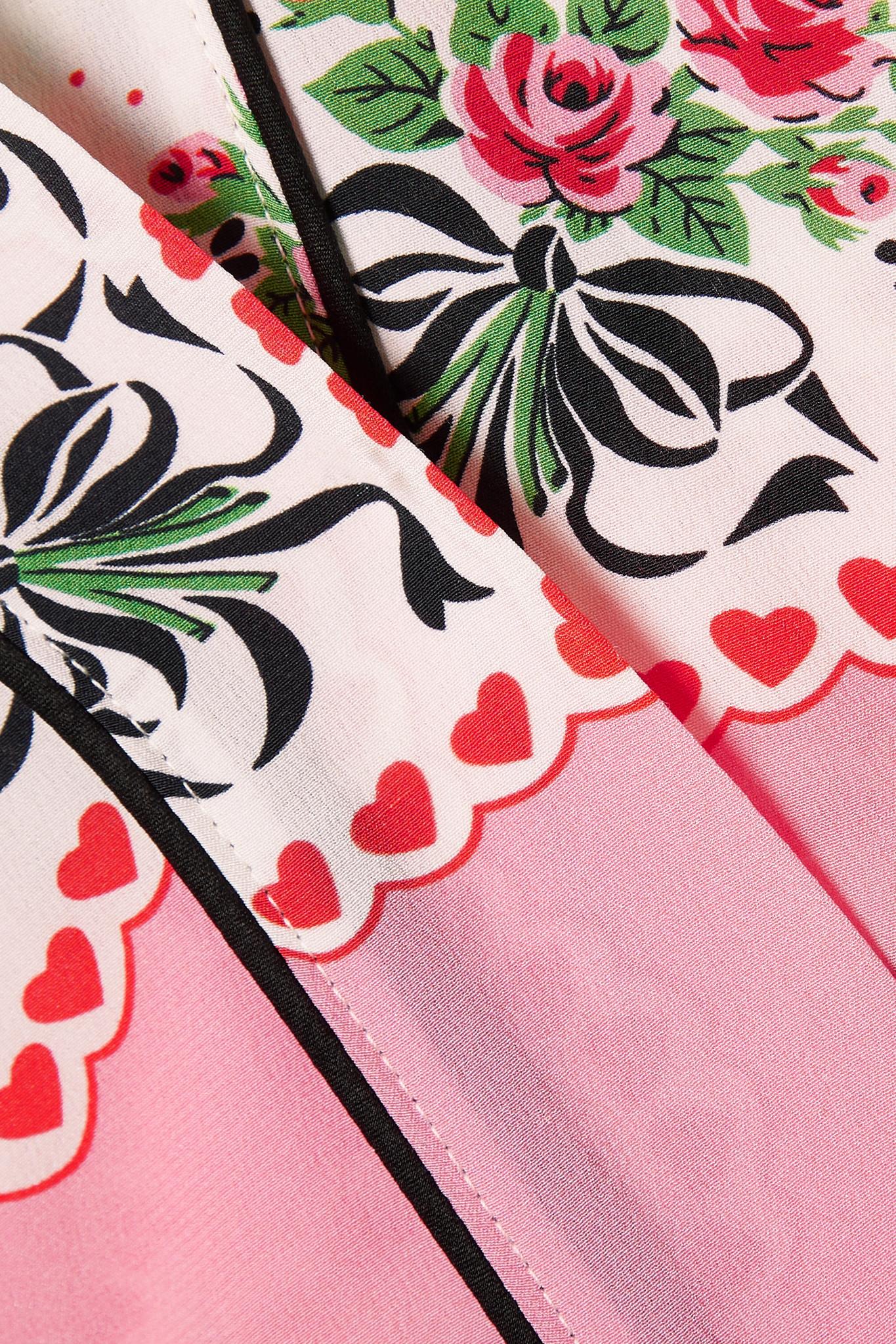 Rodarte Belted Printed Silk Crepe De Chine Robe in Pink | Lyst