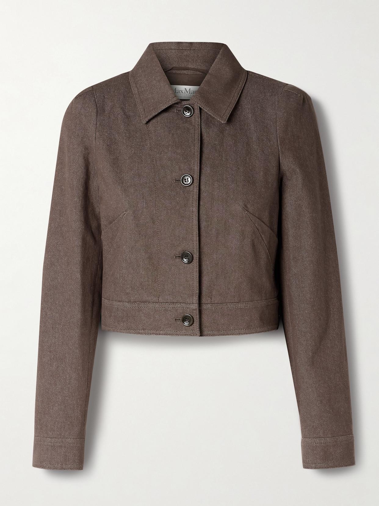 ジャケット MAX MARA CARPA CROP JACKET IN DENIM Denim-effect cropped jacket, brown | 